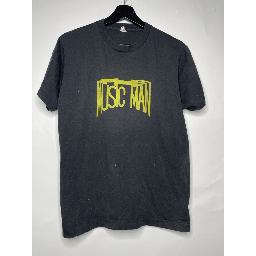 Vintage The Music‎ Man Tour Tee Shirt Size Large 80s Black Punk Grunge